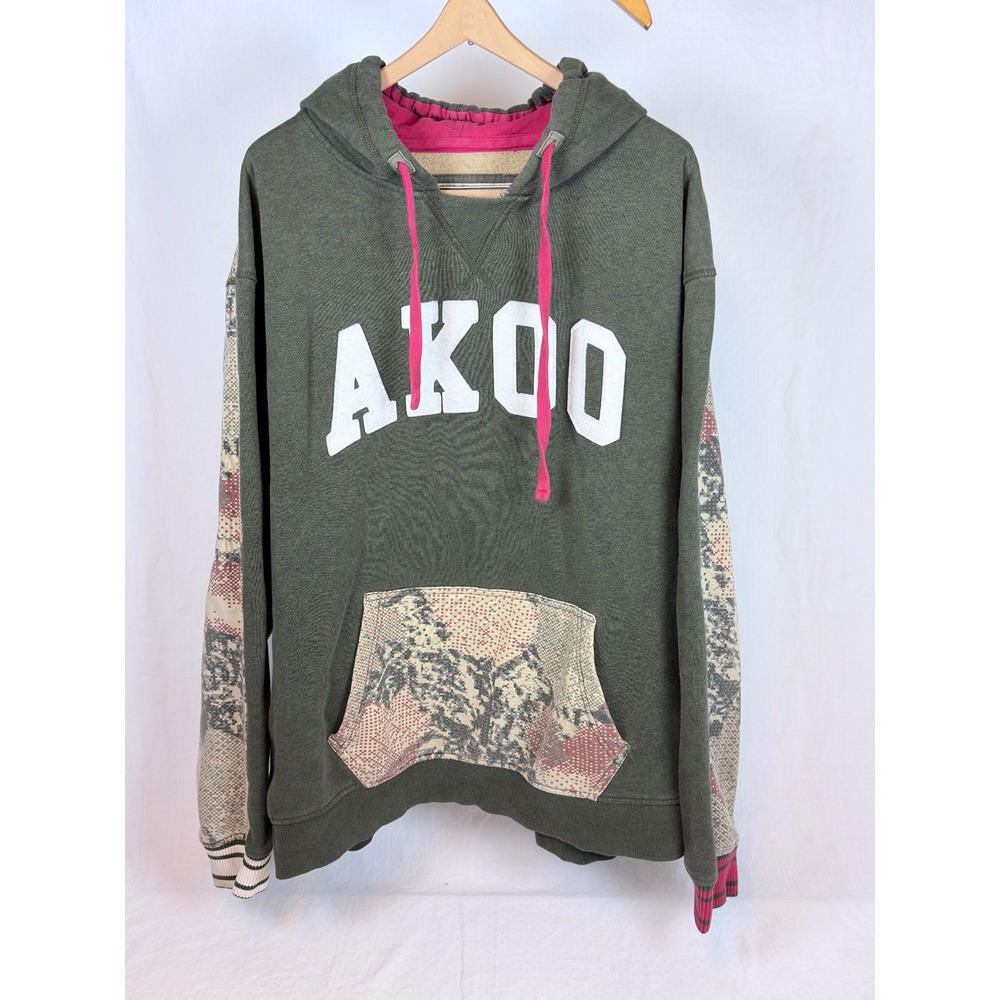 AKOO Brand Viking Dr Design Mens 3XL Hoodie Camo Embroidered Fox Streetwear Y2K